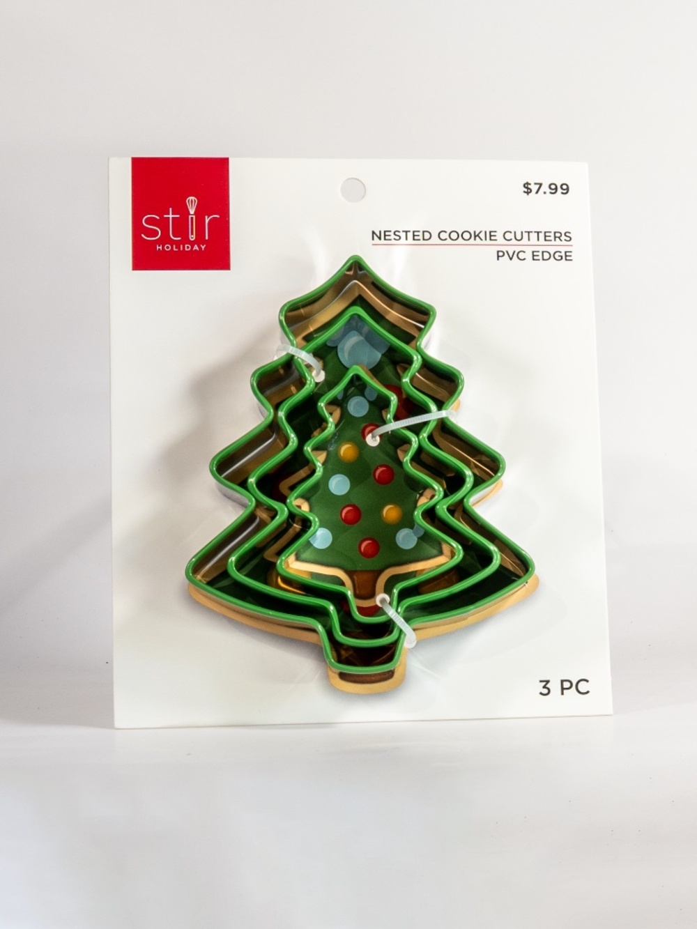 STIR Nested Set of 3 Comfort Grip Metal Cookie Cutters Christmas Tree Winter NEW